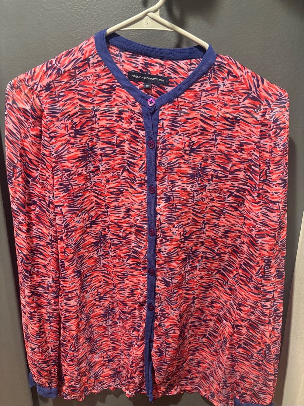 French Connection womens light weight Patterned Button-Front Shirt